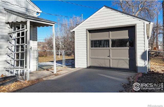 view of outbuilding featuring a garage