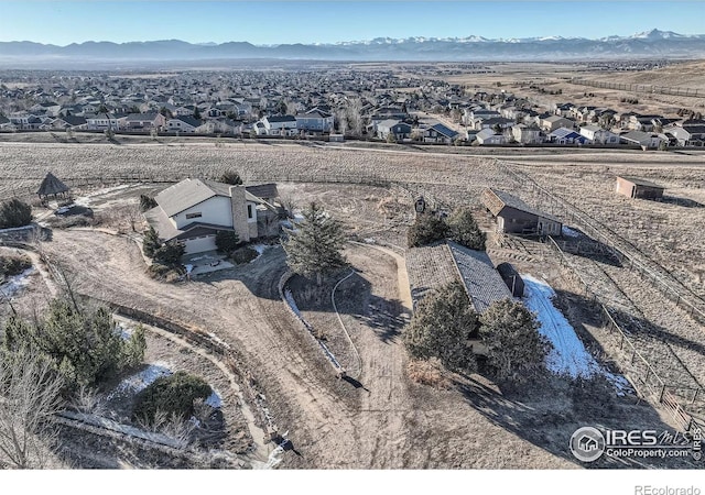 aerial view with a mountain view