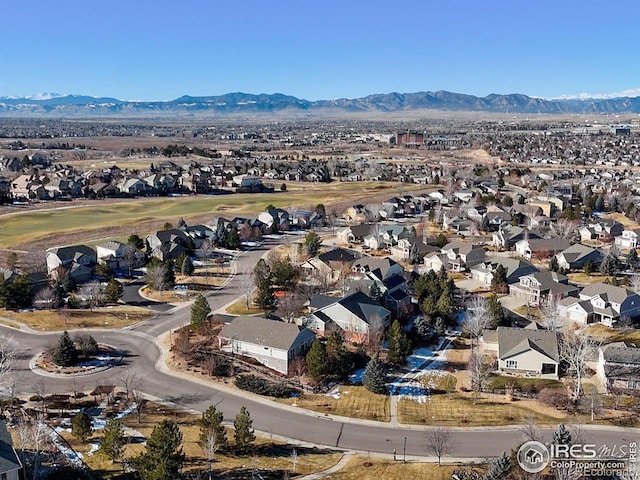 aerial view featuring a mountain view