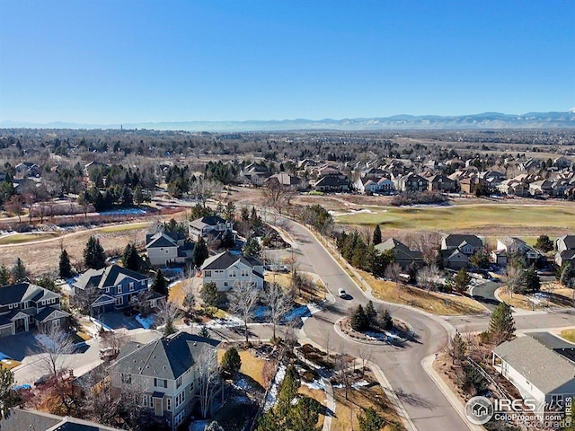 aerial view with a mountain view