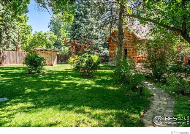 view of yard with a shed