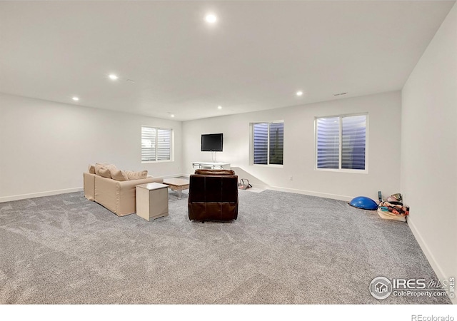 unfurnished living room with light carpet