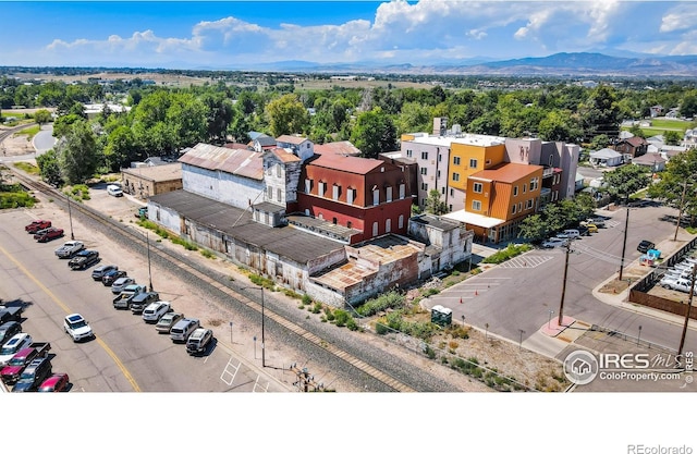 drone / aerial view with a mountain view