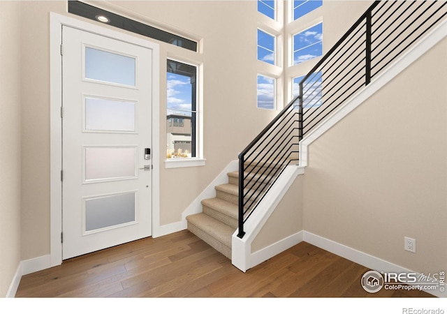 foyer with hardwood / wood-style floors