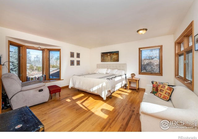 bedroom with wood-type flooring