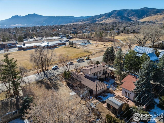 aerial view with a mountain view