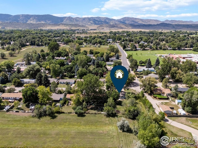 bird's eye view with a mountain view