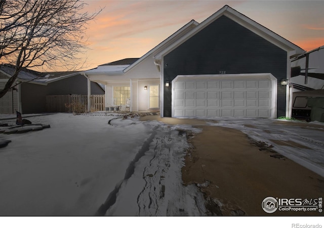 view of front of house with a garage