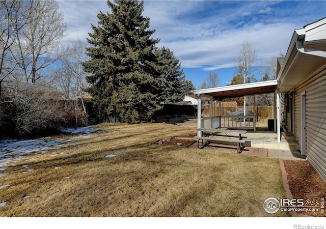 view of yard featuring a patio