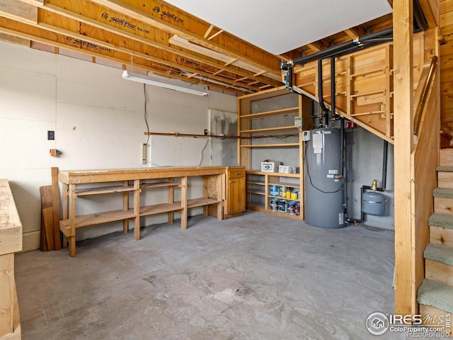 basement with water heater