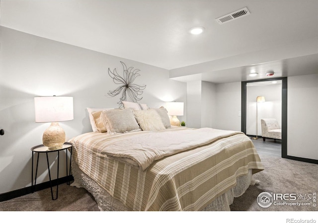 bedroom with carpet