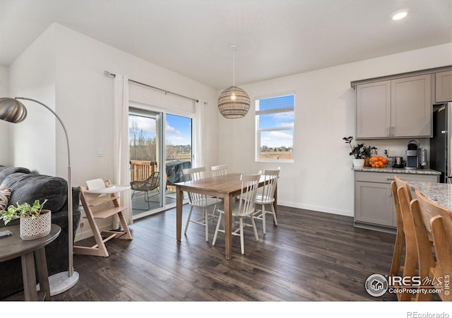 dining room with dark wood-type flooring