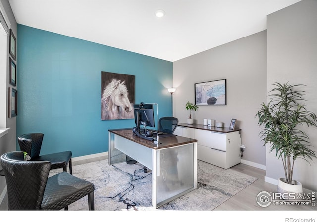 office featuring light hardwood / wood-style flooring