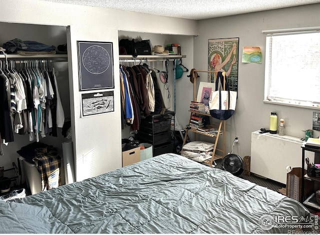 bedroom featuring a closet and a textured ceiling