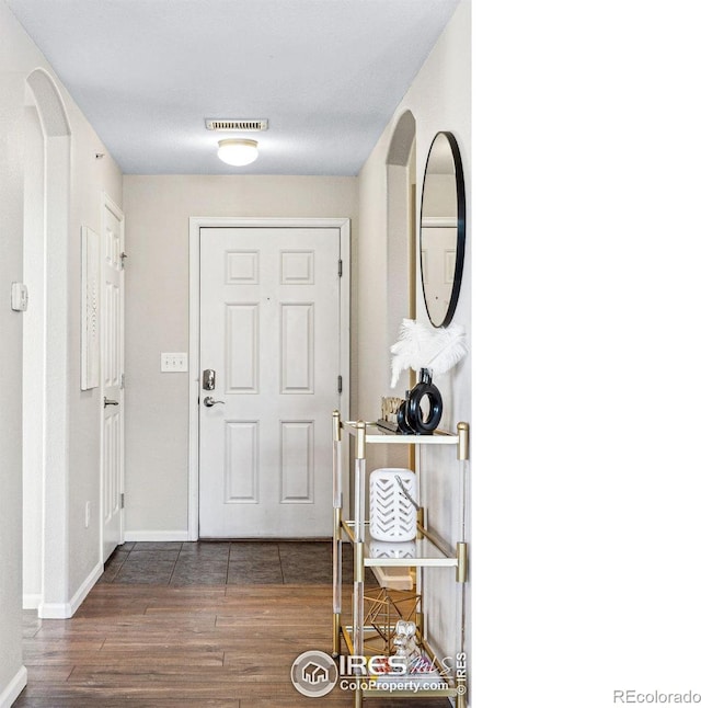 foyer featuring dark wood-type flooring