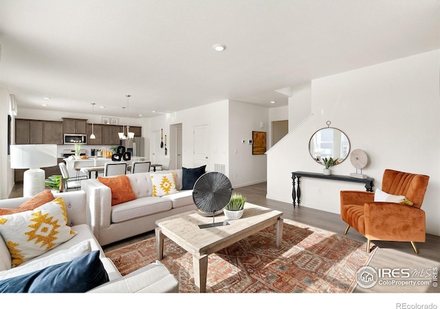 living room featuring light hardwood / wood-style flooring