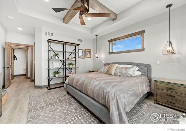 bedroom featuring ceiling fan and hardwood / wood-style floors