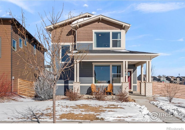 view of front of home with covered porch