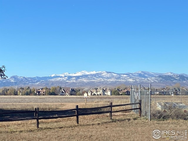 view of mountain feature with a rural view