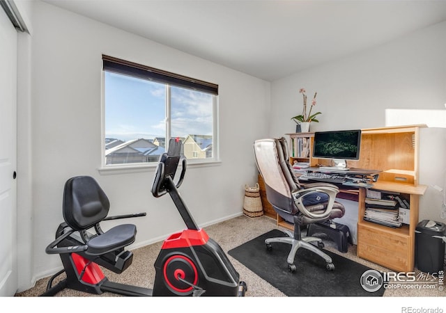 view of carpeted office space