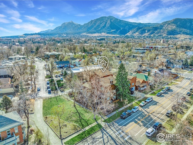 aerial view with a mountain view