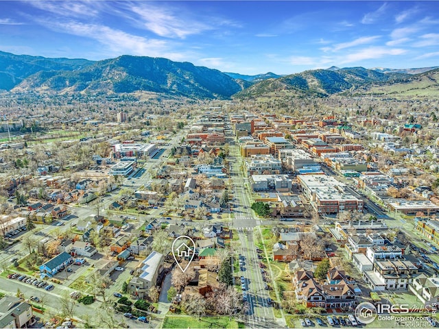 bird's eye view with a mountain view