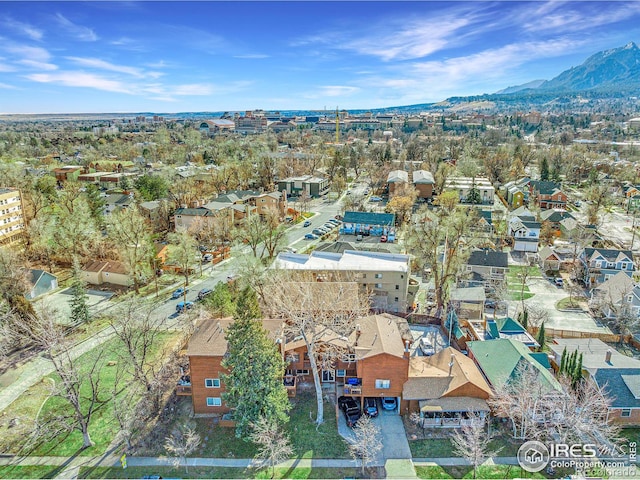 drone / aerial view with a mountain view