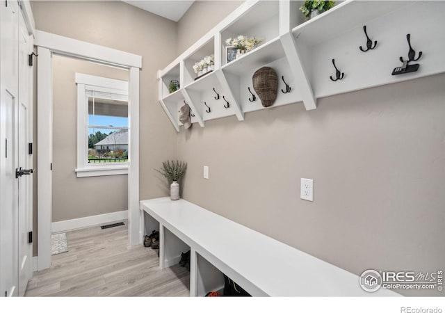 mudroom featuring light wood-type flooring