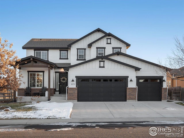 modern farmhouse with a garage