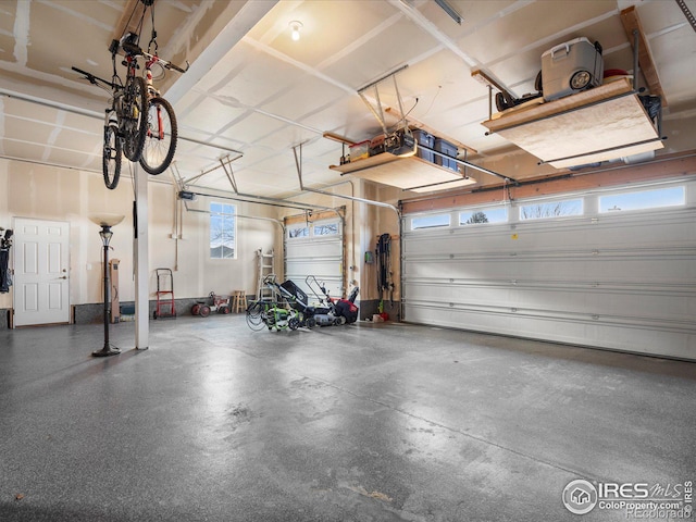 garage with a garage door opener