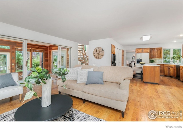 living room featuring light hardwood / wood-style flooring