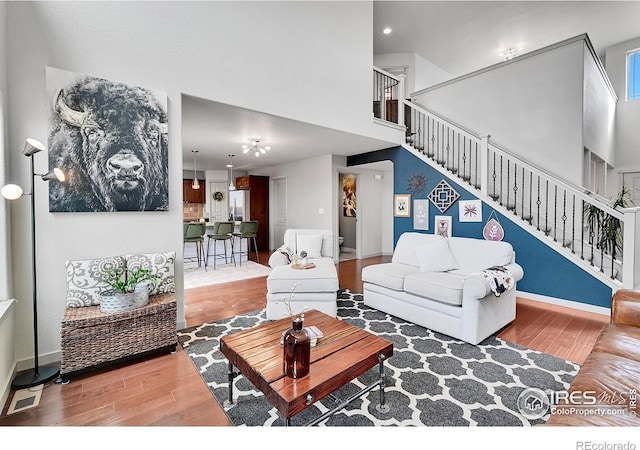 living room with hardwood / wood-style floors