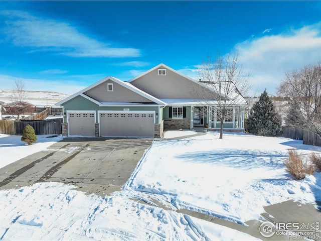 view of front of house with a garage