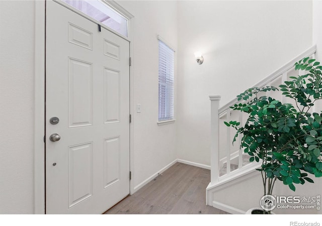 entrance foyer with light hardwood / wood-style flooring