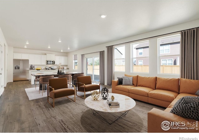 living room with hardwood / wood-style flooring