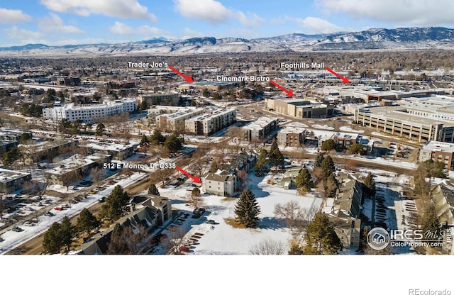 drone / aerial view with a mountain view