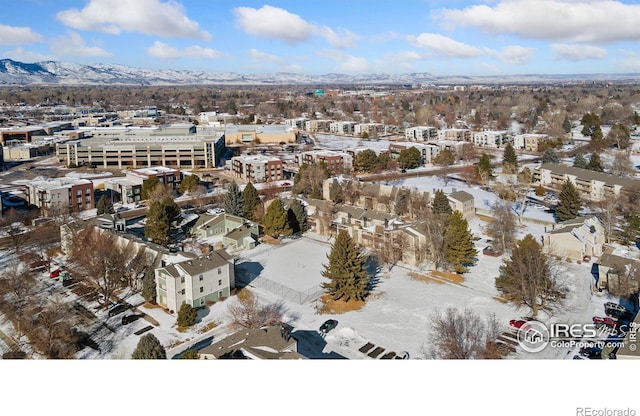 birds eye view of property with a mountain view