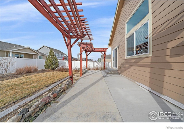 view of patio / terrace featuring a pergola