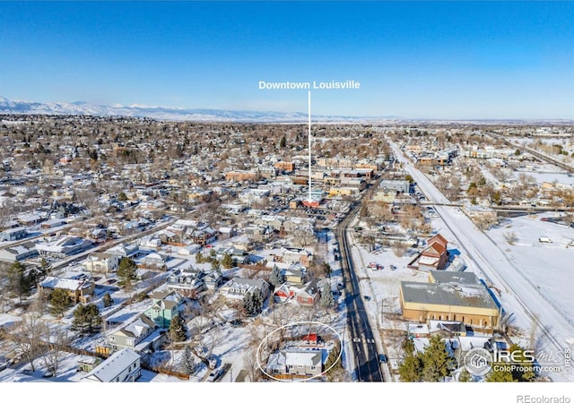 birds eye view of property with a mountain view