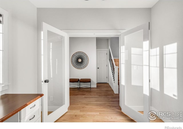 interior space with light hardwood / wood-style floors