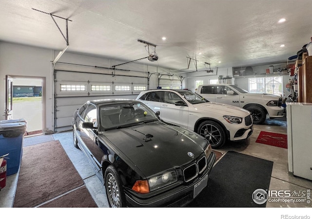 garage with a garage door opener