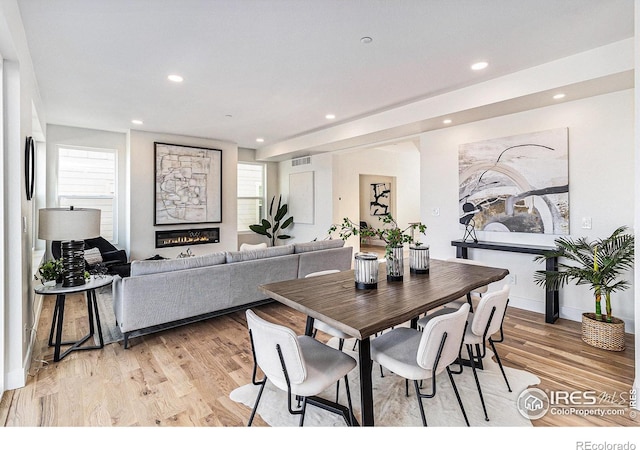 dining area featuring light hardwood / wood-style flooring