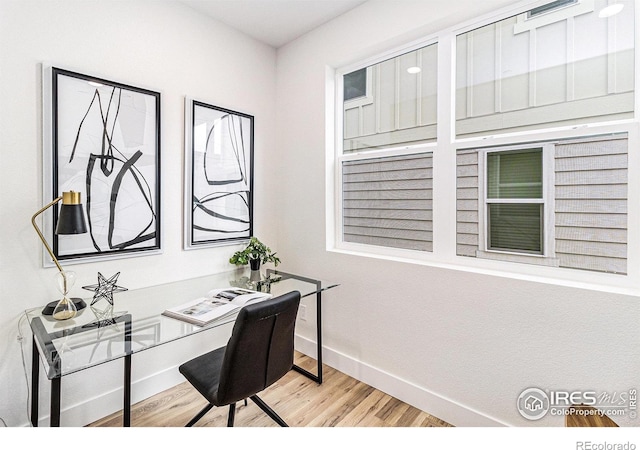 office space featuring hardwood / wood-style flooring