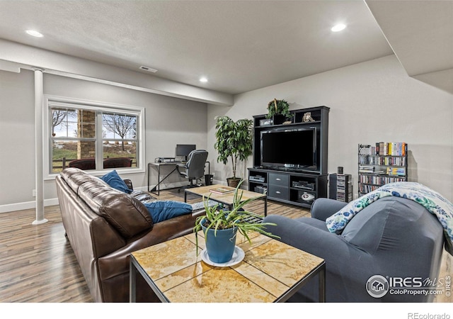 living room featuring hardwood / wood-style flooring