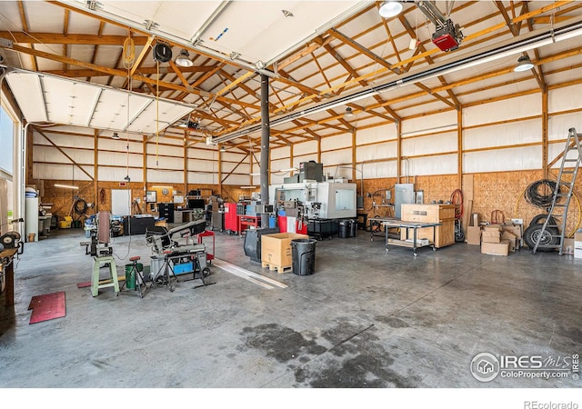 garage with a garage door opener