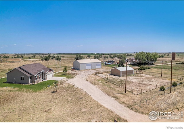 aerial view featuring a rural view