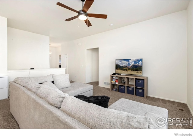 1484 First Light Dr, Windsor, CO 80550 - living room with carpet flooring and a ceiling fan