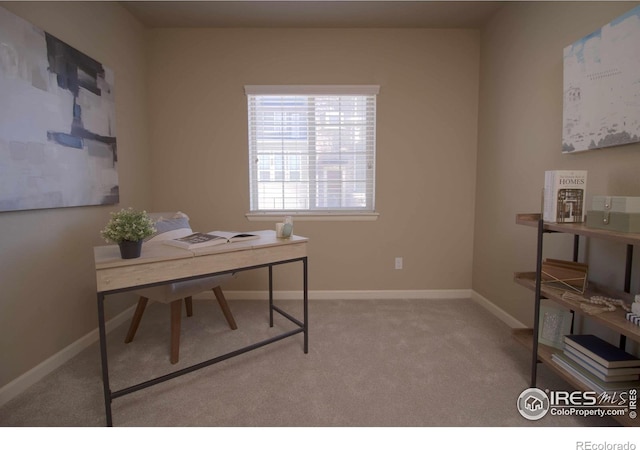 view of carpeted office space