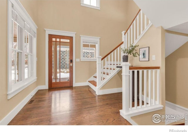 entryway featuring dark hardwood / wood-style flooring and a wealth of natural light