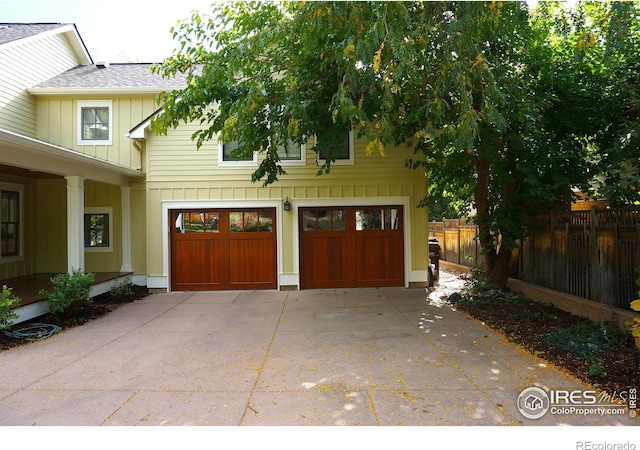 view of garage